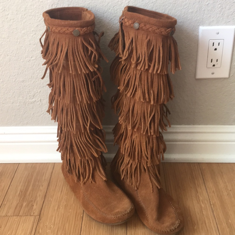 Knee High Fringe Minnetonka boots